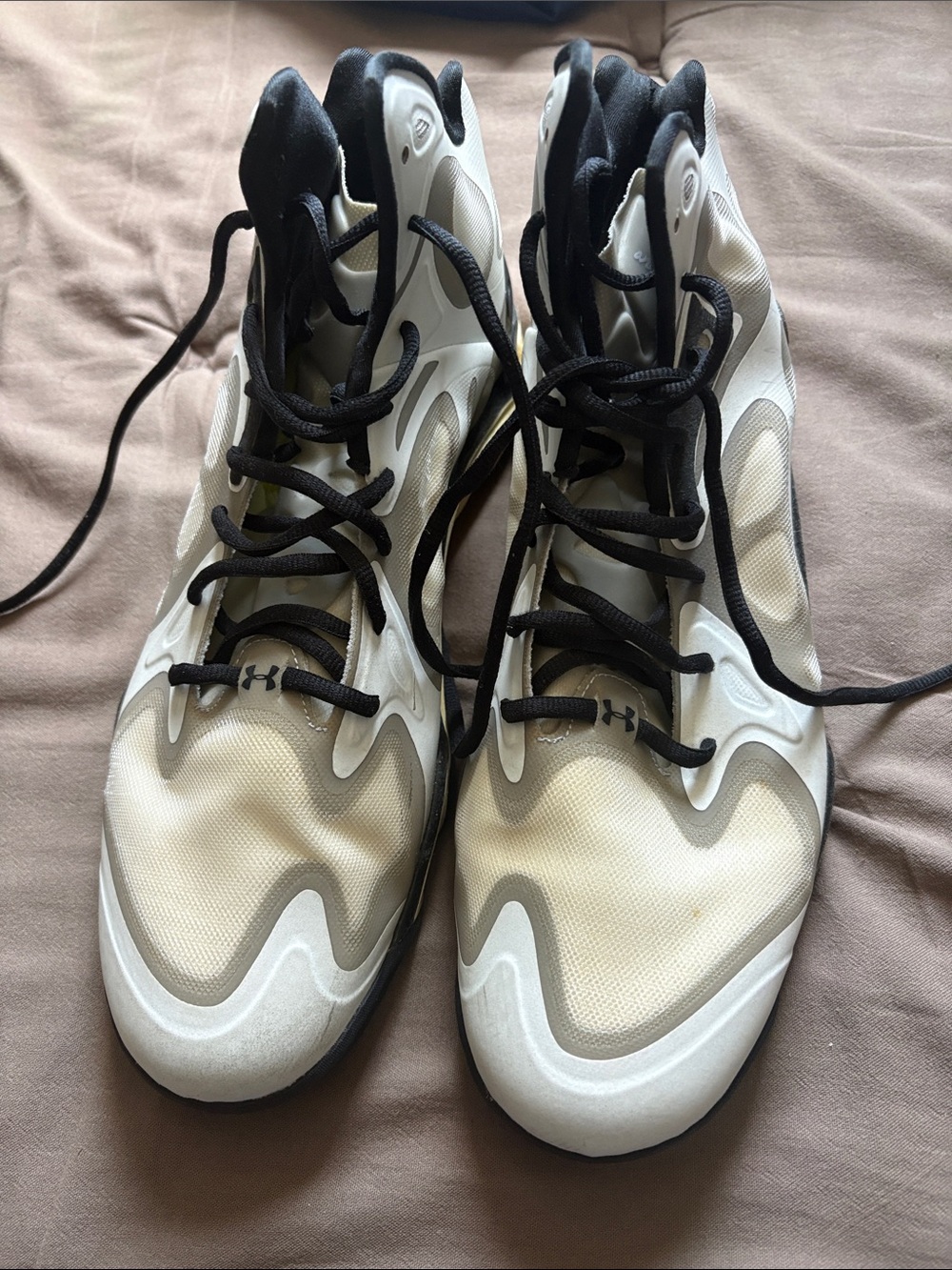 Under Armour White and Black High-Top Athletic Sneakers
